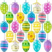 Easter Eggs, 24 Pcs Various Plastic Easter Eggs Bulk for Easter Tree Decorations, Egg Ornaments with Colorful Patterns, Spring Decorations for Easter Basket Stuffers Filler Spring Gift