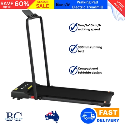 Everfit Treadmill Electric Walking Pad Home Gym Exercise Fitness Foldable Black
