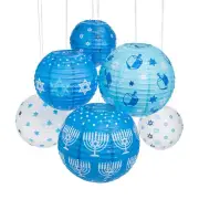 Fun Express 8" - 12" Hanukkah Hanging Paper Lanterns - 6 Pc.