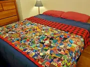 Handmade African Patchwork Crazy Quilt 54" x 78" LARGE Red Plaid Full XL CHARITY