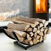 Curved Firewood Rack Firewood Holder: Heavy Duty Small Firewood Holder for Fireplace Indoor - Outdoor Log Rack Wood Holder 30-Inch