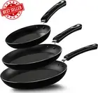 Non-Stick Frying Pan Set, 3-Piece Induction Pans (20cm, 24cm, 28cm), Black