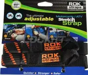 ROK Straps 1" Set Flat Bungee Adjustable Tie Downs Black Orange