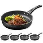 NonStick Steak Frying Pan with Glass Lid Skillet Cookware Gas Induction Cooker