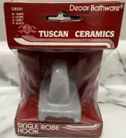 Tuscan Ceramics Single Robe Hook D8001 Grey Made in USA NEW OLD STOCK SEALED