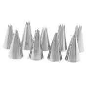 9pcs Open Star Cream Piping Nozzles Cake Decorating Set Metal Pastry Bag Tip;