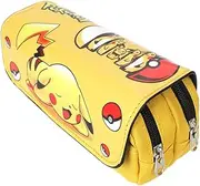 EOLIURR 1 Pcs Yellow Newest Large Big Capacity Canvas Double Zipper Anime Cartoon Animal Pen Pencil Bag Case Game Cosmetic Makeup Pouch Office Set