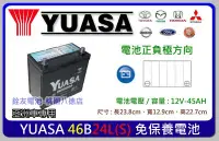 在飛比找Yahoo!奇摩拍賣優惠-☆銓友電池☆桃園電池☆實體店面 YUASA 46B24LS 