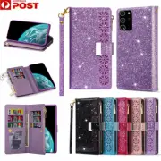For Samsung S24 S23 S22 S21 S20 FE Ultra Case Leather Wallet Flip Glitter Cover