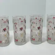 MCM Christmas Glasses Iced Tea Cups Culver Encounters Noel A34 Acrylic New 1980s