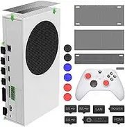 For Xbox Series S Dust Cover, Accessories with 4 Dust Covers and 7 Silicone Plugs,6 Thumb Grip Caps, for Xbox Series S White and Black Console Accessories