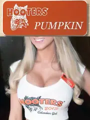 ~NEW~ HOOTERS NAME TAG Uniform Collectible Pin Badge Halloween Costume PUMPKIN