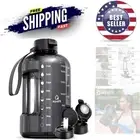 64 oz Water Bottle BPA Free with Time Marker Straw & Chug Lid Gym Sports