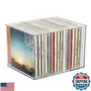 Rainmae CD Storage Box, CD Holder Stand, Clear Plastic CD DVD Desk Rack Organ