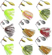 Spinner Baits Fishing Lures Kit, Hard Metal Buzz Bait Jigs Colorado Willow Leaf Spinnerbait Blades Swimbaits Fishing Tackle Spinner Bait for Bass Pike Trout Salmon Fishing