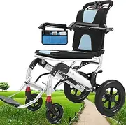 Portable Folding Wheelchair, Transport Wheelchair Lightweight Foldable with Travel Bag Support, Aluminum Wheelchair for Elderly, Multiple Shock Absorbers, Split Brake