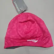 Saucony Pink Pattern Drylete Ponytail Skull Cap, One Size Fits Most NWT Running