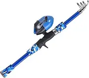 Blelsa Kids Fishing for Ages 5-12 Telescopic Fishing Rod and Reel Combo Spinning Children Child Fishing Rod for Saltwater 165Cm Glass Blue