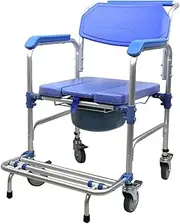 Commode Wheelchair Mobile Toilet Chair Shower Seat Bathroom Bedside Footrest
