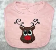 Christmas Baby Bib | Burb cloth / smock | Personalised Gift | Christmas Reindeer