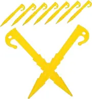 Zerodeko 10pcs Heavy Duty Plastic Tent Stakes Kit Serrated Edge Ground Pegs for Secure Fixation Durable Outdoor Camping Tent Accessories for Windy Conditions