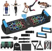 Home Gym Equipment, with Automatic Count Push Up Board, 30 in 1 Workout Set Foldable Bar, Professional Strength Training Equipment for Chest, Tricep, Back, Abdominal Workout, Blue,Green,Red