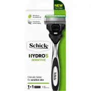 Schick - Hydro 5 Sensitive Razor Kit for Men, 1 Handle with 1 Refill, Hydrating Gel Pools, Protection from Irritation, Blade Cartridge with Skin Guards