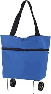 Utility Carts Collapsible Shopping Bag with Wheel Zipper Foldable Trolley Bag Reusable Grocery Shopping Cart for Shopping Supplies Blue