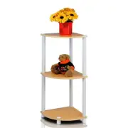 Furinno Turn-N-Tube Wood 3-Tier Corner Display Rack in Beech/Natural