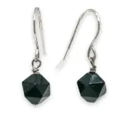 Sterling Silver Faceted Black Agate Dangle Earrings