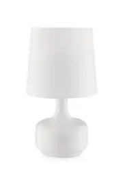 17" White Metal Bedside Table Lamp With Off-White Shade