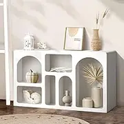 Oikiture Display Cabinet with 6 Irregular Shelves Art Dece Bookshelf Cave Stand Unit
