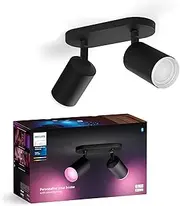 Philips Hue White & Color Ambiance Fugato 2 Spotlights, Black, 2 x 350 lm, Dimmable, 16 Million Colours, Controllable via App, Compatible with Amazon Alexa (Echo, Echo Dot), New Generation