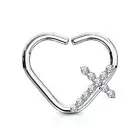 Piercing Ear Cartilage Daith Ring Heart Silver Cross