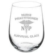 Nurse Practitioner NP Survival Glass Funny Stemmed / Stemless Wine Glass