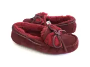 UGG DAKOTA DOUBLE BOW KISS SHEARLING MOCCASIN SLIPPERS US 6 / EU 37 / UK 4