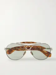 [Jacques Marie Mage] Jacques Marie Mage - Aspen Aviator-style Silver-tone And Acetate Sunglasses - One size One size Silver