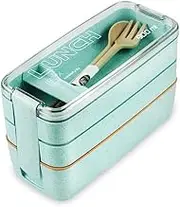 Tarlini | Premium Green Bento Box for Adults - 3-Stackable Containers - Ideal for Work & On-The-Go - Includes Utensil Set - Eco-Friendly Design - Lunch Box Containers for Healthy Meal Prep