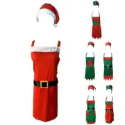 Elf Apron Kitchen Apron Christmas Apron and Hat Set Cooking Aprons for Women Man