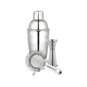 Bartender 3 Piece Stainless Steel Cocktail Set - 550ml