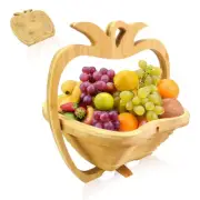 Collapsible Fruit Bowl Bamboo Food Storage Basket Foldable Fruit Basket Picnic
