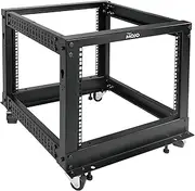 Tecmojo 8U Open Frame Server Rack - 4-Post Adjustable Depth Frame With Wheels for Computer/Data/AV/IT/Network Equipment - Mobile Type