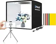 PULUZ Mini Lightbox Photography,25cm Portable Folding Photo Booth Box Tent kit with 96pcs LED Lights CRI ≥97+6 Kinds Double-Sided Colors Backgrounds for Small Size Products
