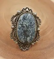 NAVAJO Sterling Silver NEW LANDER TURQUOISE RING Size 7 Wt. 21 grams Harold Joe