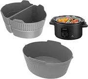 Silicone Slow Cooker Liners, 3 Pack Reusable Divider Insert Fits Crockpot 6-7 Quarts Oval Slow Cooker Reusable Dishwasher Safe, Food-Grade BPA Free Cooking Liners