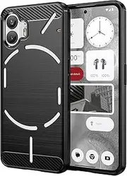 owlhold for Nothing Phone 2 Case, Carbon Fibre Design Mobile Phone Case Thin Soft TPU Silicone Material Protective Case Shockproof Case Scratch-Resistant Cover for Nothing Phone 2 (Black)