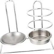 LIGIGWASH 1pc Stainless Steel Rest Slotted Spoons Dining Soup Storage Cutlery for Table Rack Kitchen Utensils Serving Rest Kitchen Silver