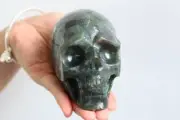 1.58LB Natural Labradorite Carved Skull Reiki Crystal Skull Decor Halloween Gift