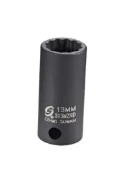 Sunex 313MZRD 3/8-Inch Drive 13mm 12-Point Semi-Deep Impact Socket