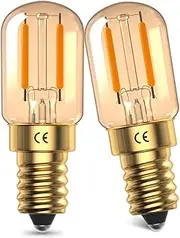DoRight Vintage E14 LED Bulb, Mini 1W Amber Glass, Warm White 2200K, Filament Retro Lamp, 10W-15W Equivalent, 95 Lumens, Non Dimmable, 2 Pieces